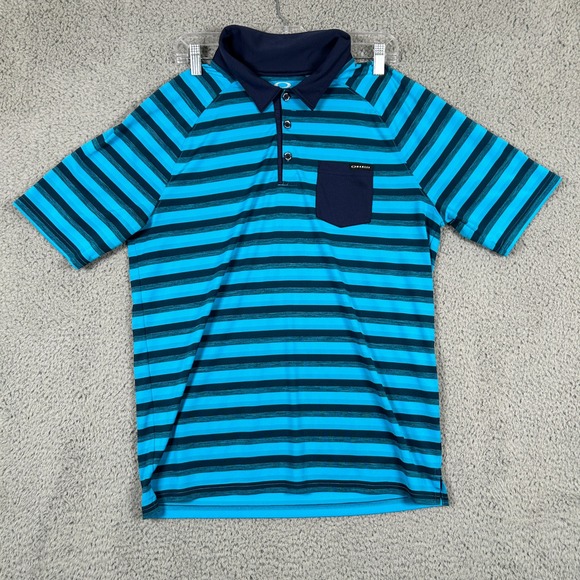 Oakley Other - Oakley Hydroix Polo Shirt Men's Regular Fit Blue Black Stripe Pocket Golf Active